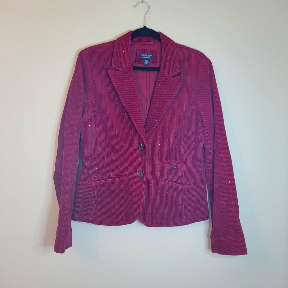 American Eagle Outfitters Maroon Sequined Corduroy Jacket
